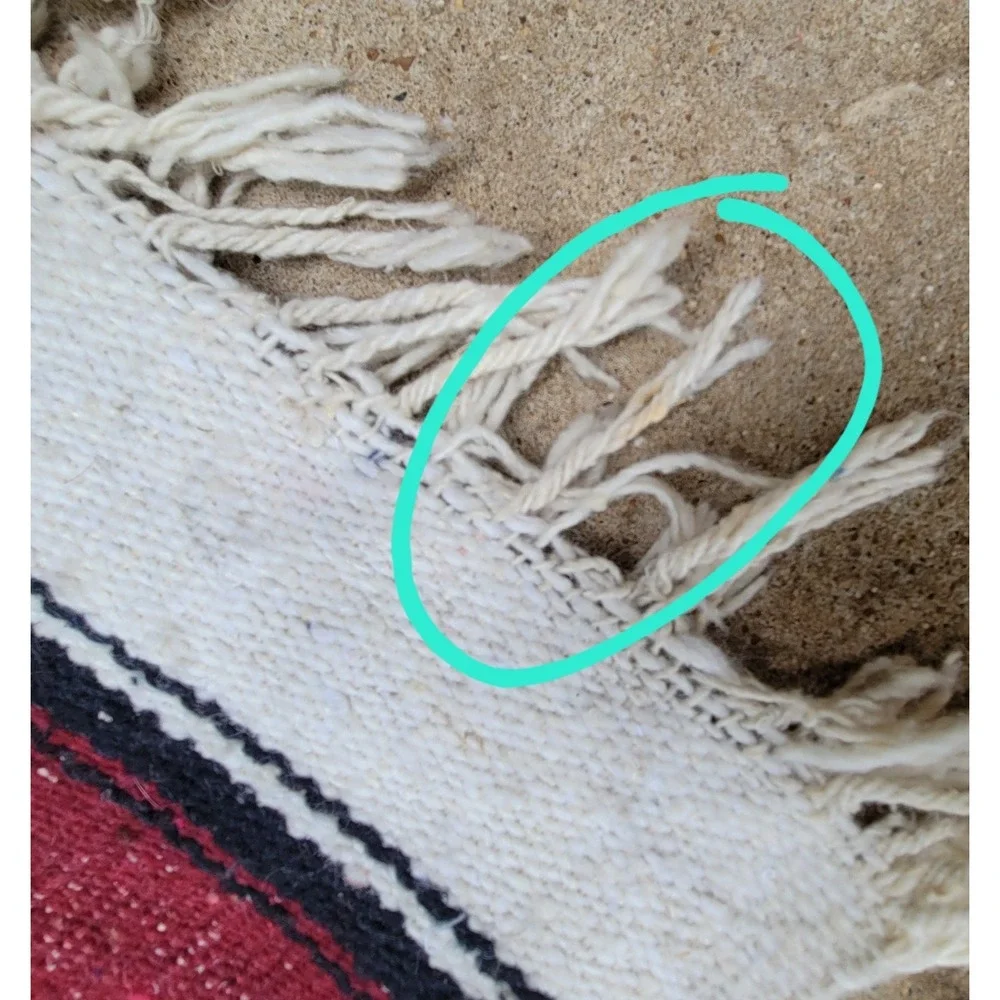 Vintage Mayan Wool Rug Woven Aztec Zapotec‎ Mexican Kilim Blanket 77x48